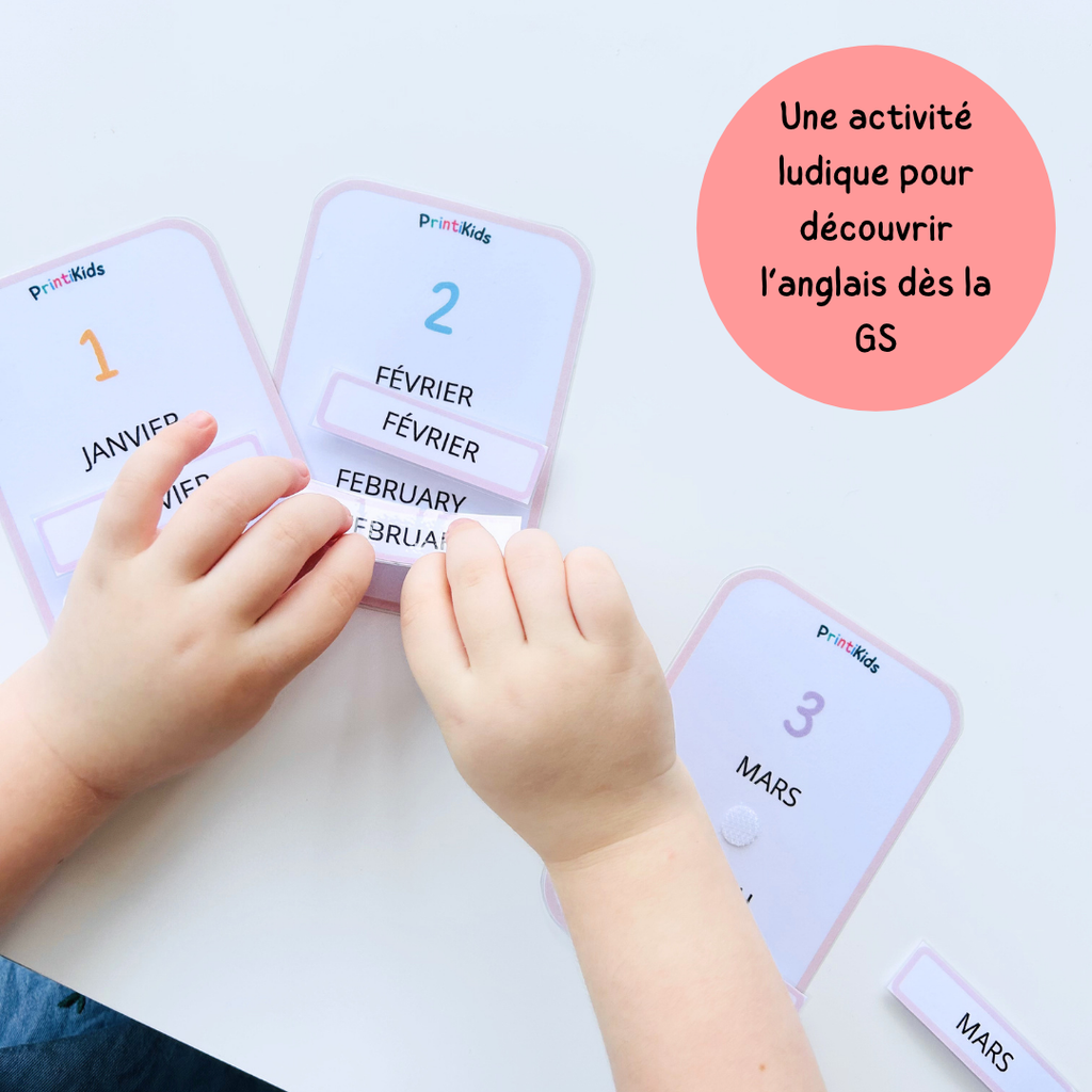 🇫🇷🇬🇧 Les mois de l’année bilingues français anglais – jeu éducatif de manipulation - GS CP CE1