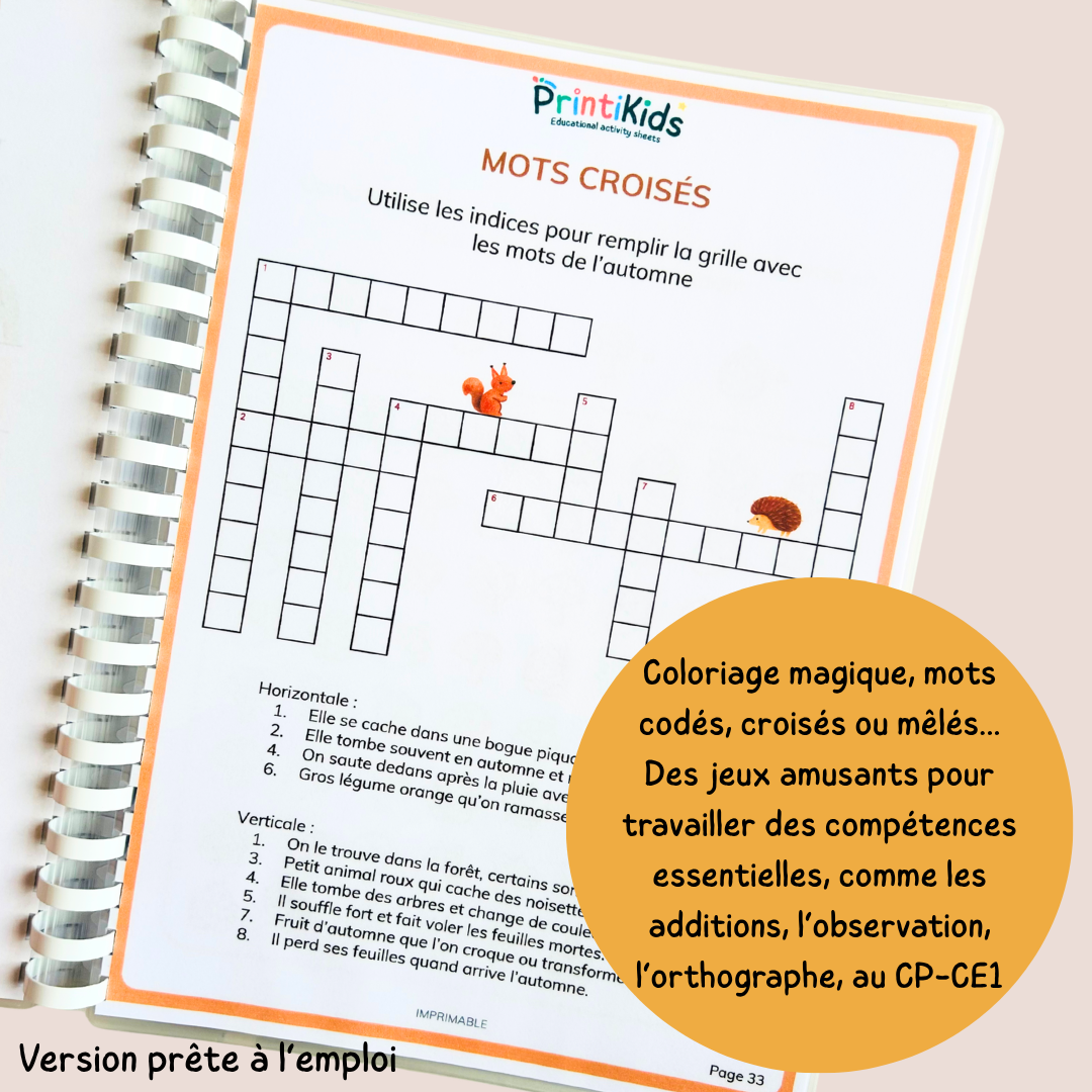 Maxi Pack d'activités d'automne à imprimer – 35 activités éducatives - CP CE1