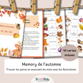 Memory de l’automne – Jeu de lecture et vocabulaire - CP CE1 CE2