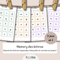 Memory des lettres à imprimer – Majuscules, minuscules et cursives – MS GS CP