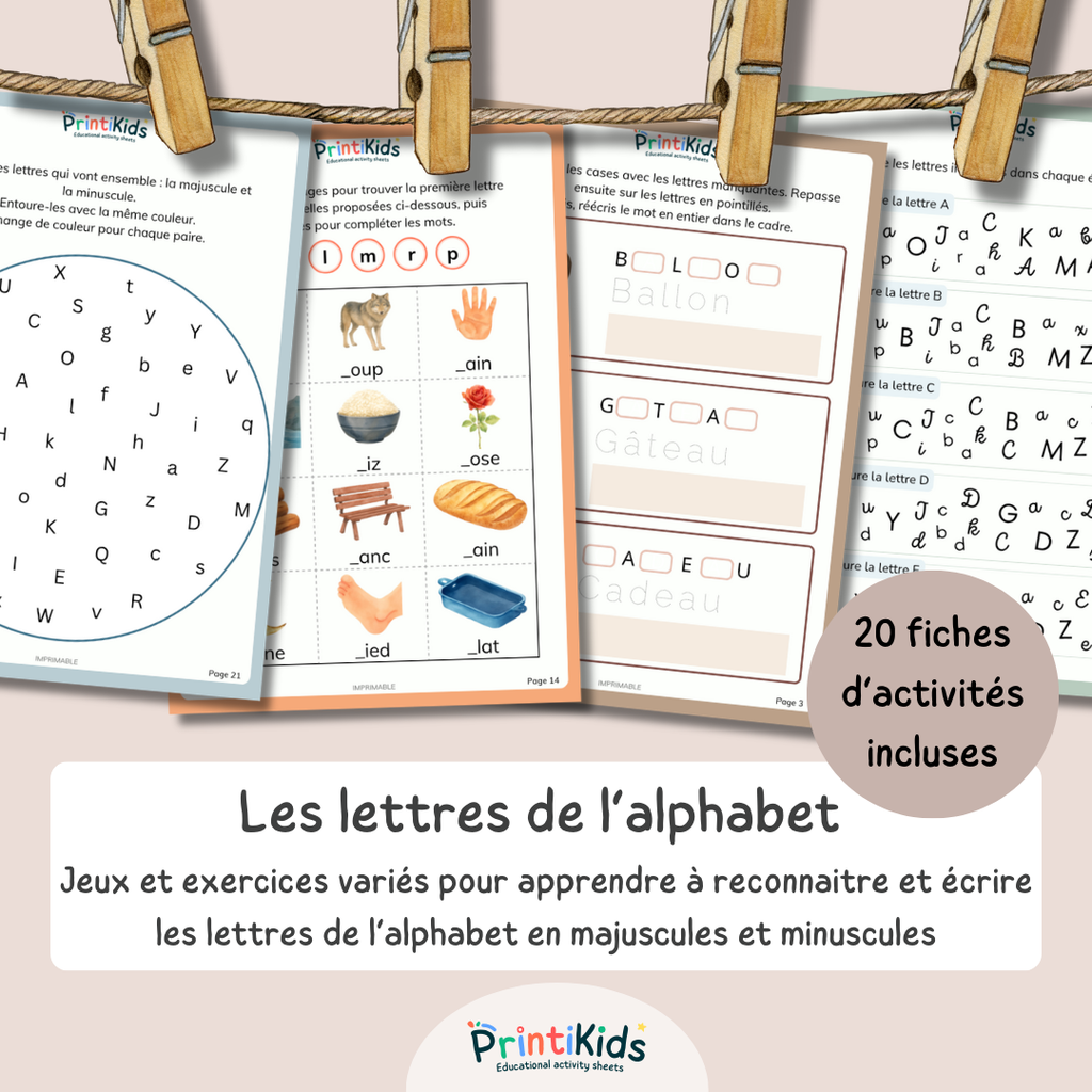 Activités alphabet – 20 fiches lettres de l’alphabet - GS - CP
