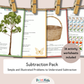 Subtraction Worksheets - Word Problems & Hands-On Activities - Grades 1 & 2