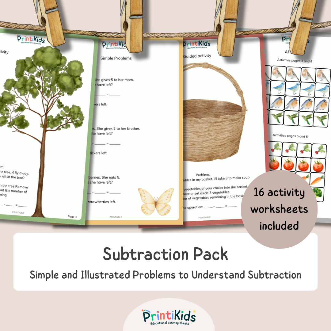 Subtraction Worksheets - Word Problems & Hands-On Activities - Grades 1 & 2