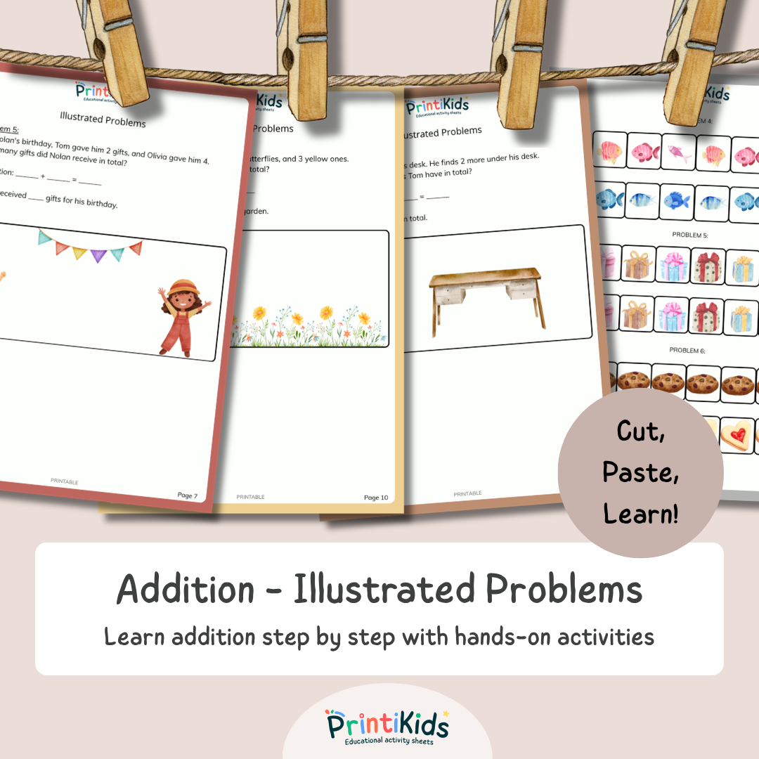 Addition Word Problems Worksheets – Illustrated Math Activities (Ages 6–8 | Grade 1–2 / Year 2–3)