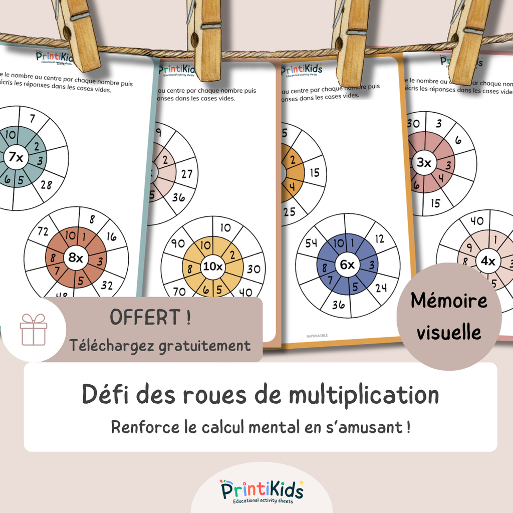 Jeu des roues des multiplications OFFERT - apprendre les tables - CE1-CE2