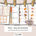 Pack Jeux d'Automne – 4 jeux de vocabulaire et lecture – CP CE1