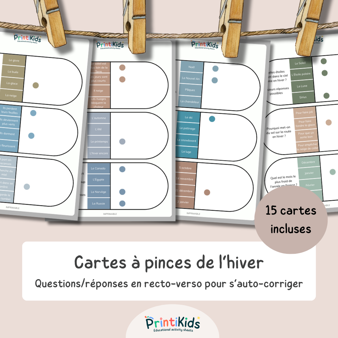 Cartes à pinces de l’hiver - CP – CE1 – CE2