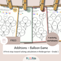 FREE Addition Balloon Game – Kindergarten & First Grade Worksheets