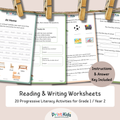 Reading & Writing Worksheets – 20 Progressive Literacy Activities – Grade 1 / Year 2