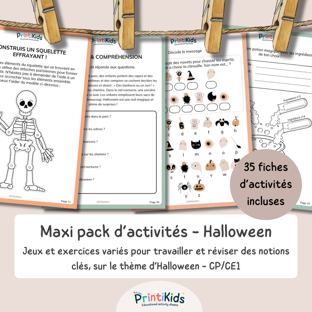 Maxi Pack d’activités Halloween – 35 activités éducatives – CP CE1