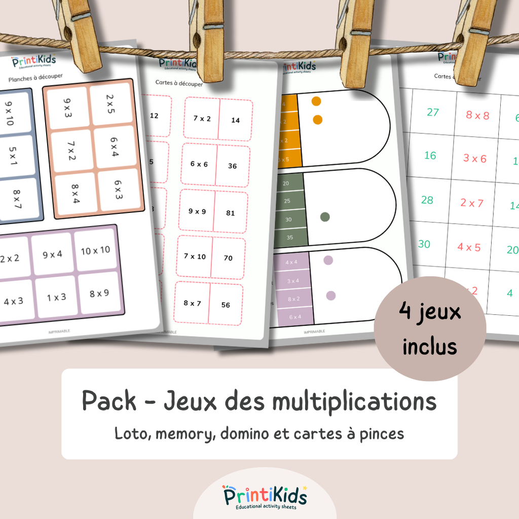 Pack jeux des multiplications - 4 activités CE1 CE2