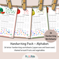 Handwriting Practice Pack – Fruits & Vegetables - Ages 5–7 | Kindergarten–Grade 1 | Year 1–2