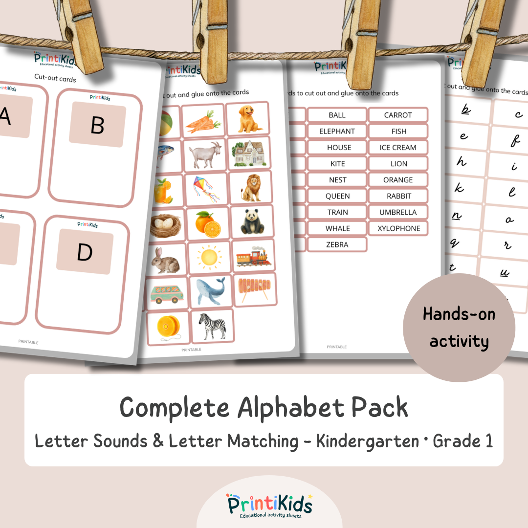 Complete Alphabet Learning Pack – Letter Sounds, Uppercase, Lowercase & Cursive Letters - Kindergarten & Grade 1