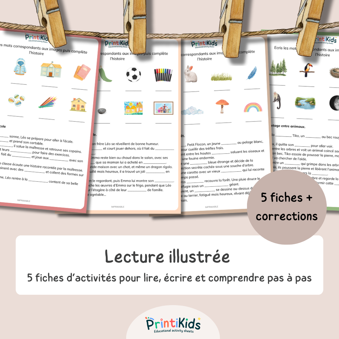 Lecture illustrée – Mots à compléter | CP