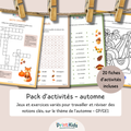 Pack activités automne – Pack de 20 fiches ludiques et éducatives - CP CE1