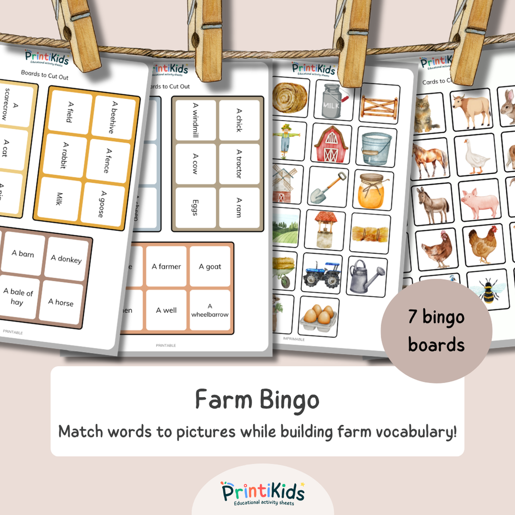 Farm Bingo – Printable Reading & Vocabulary Game - Grade 1–2