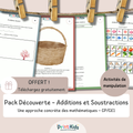 Pack gratuit additions et soustractions à imprimer – problèmes illustrés et manipulation - CP CE1