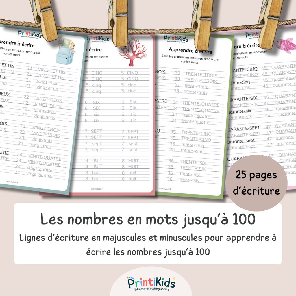 Pack écriture - Ecrire les nombres en lettres jusqu'à 100 - CP - CE1 - CE2