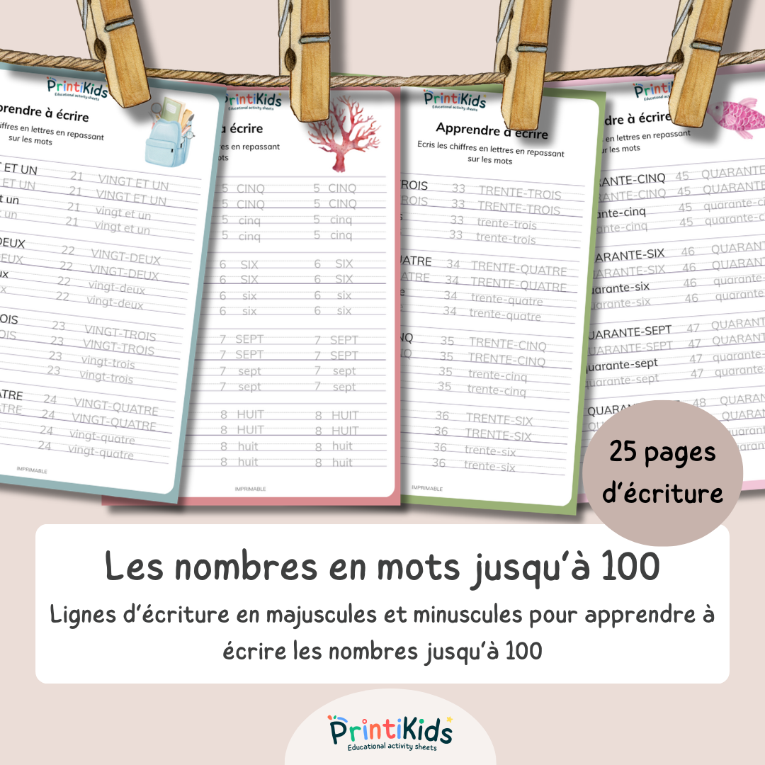 Pack écriture - Ecrire les nombres en lettres jusqu'à 100 - CP - CE1 - CE2