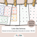 Loto des lettres à manipuler – Associer majuscules, minuscules et cursives – MS GS CP CE1
