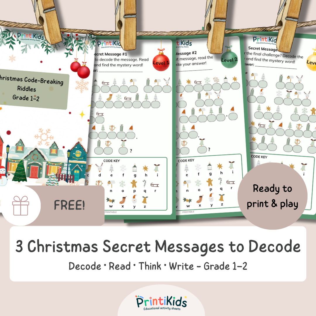 Free Printable Christmas Activity – Santa’s Secret Messages – Grade 1–2