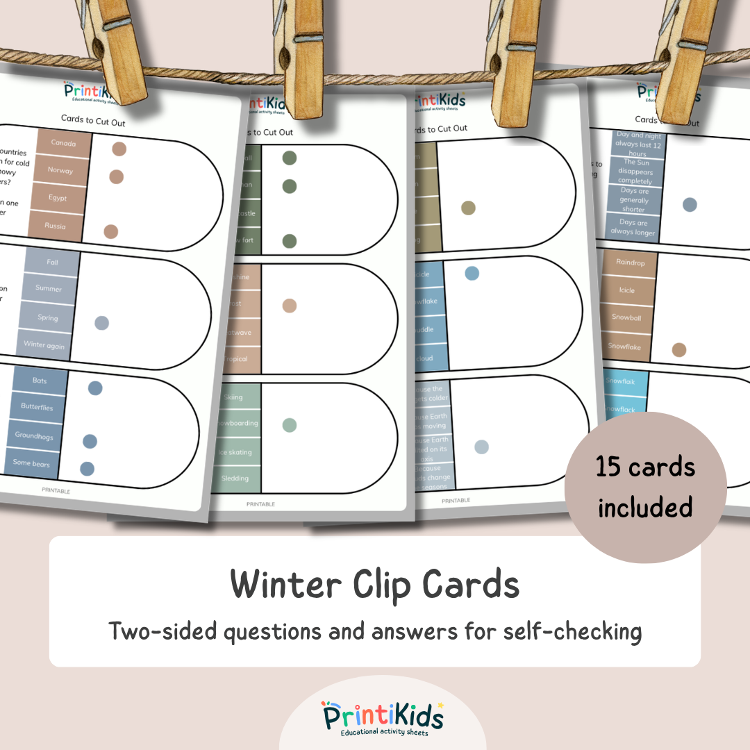 Winter Clip Cards – Reading & Comprehension – Grade 1–3