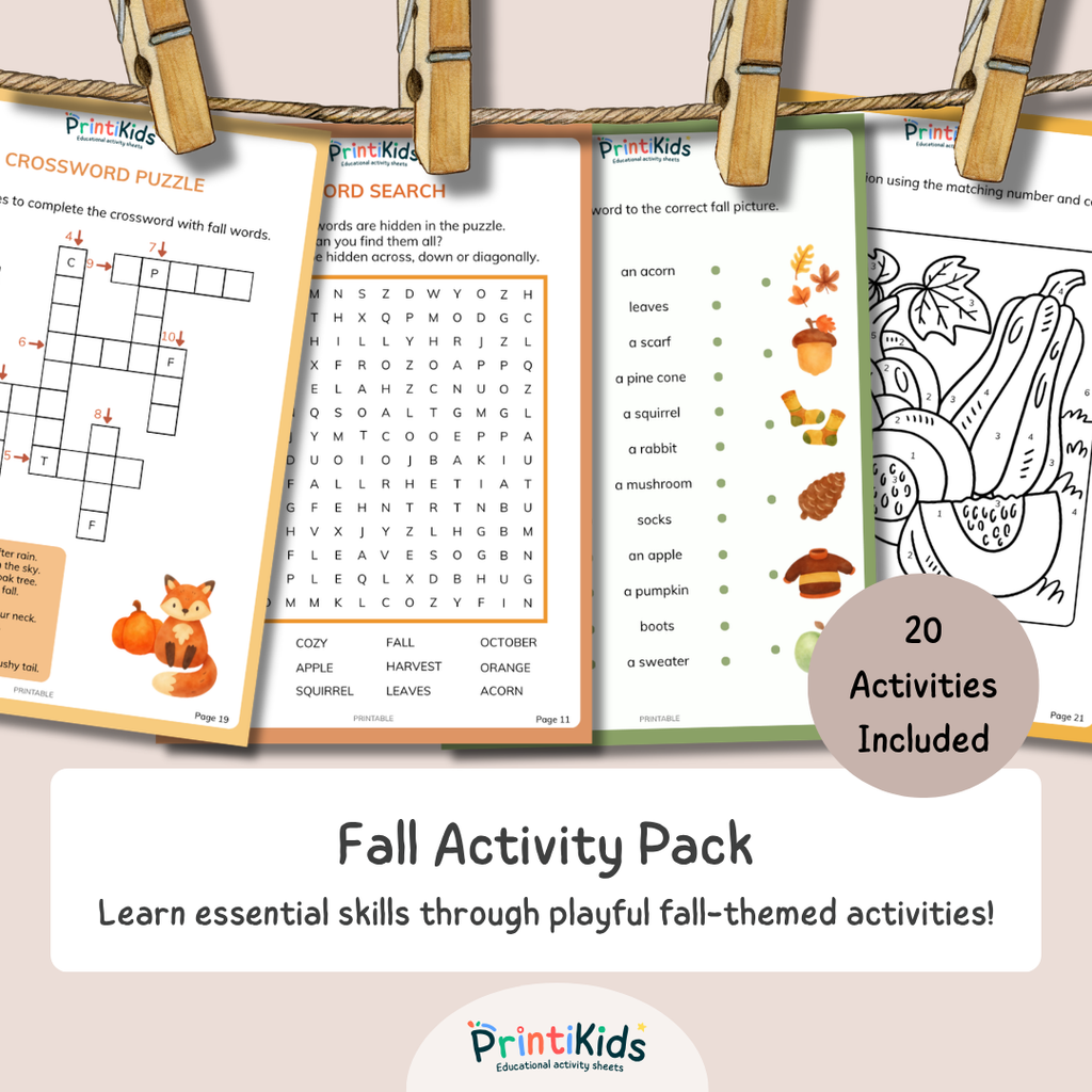 Fall Activity Pack – 20 Printable Educational Activities - Grade 1–2