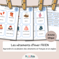 🇫🇷🇬🇧 Cartes de vocabulaire bilingues français anglais – Les vêtements d’hiver – GS CP CE1