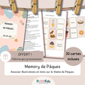 Jeu de memory de Pâques OFFERT – associer images et mots GS CP CE1