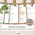 Pack soustractions – problèmes simples et illustrés - CP CE1