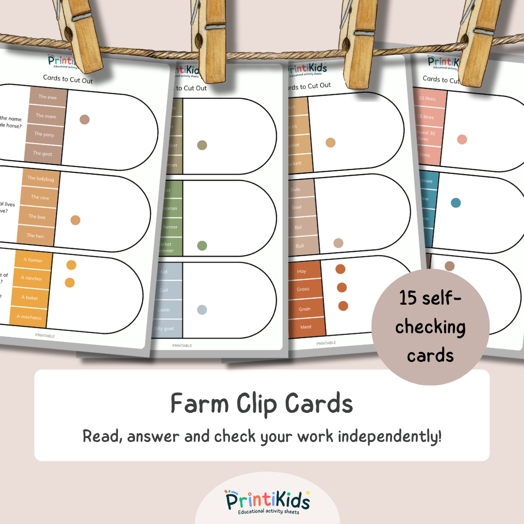 Farm Clip Cards – Reading & Vocabulary Activity – Grade 1 & Grade 2