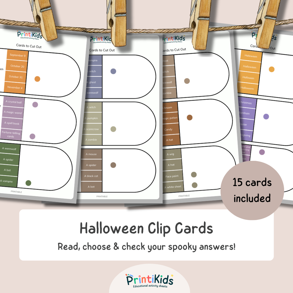 Halloween Clip Cards – Reading & Comprehension – Grade 1–3