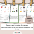 Illustrated Reading Comprehension Worksheets – Fill in the Missing Words - Grade 1 / Year 2
