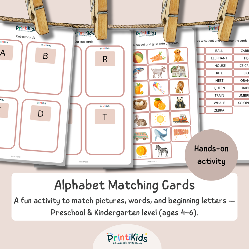 Alphabet Matching Game – Letters, Images & First Words - Preschool, Kindergarten