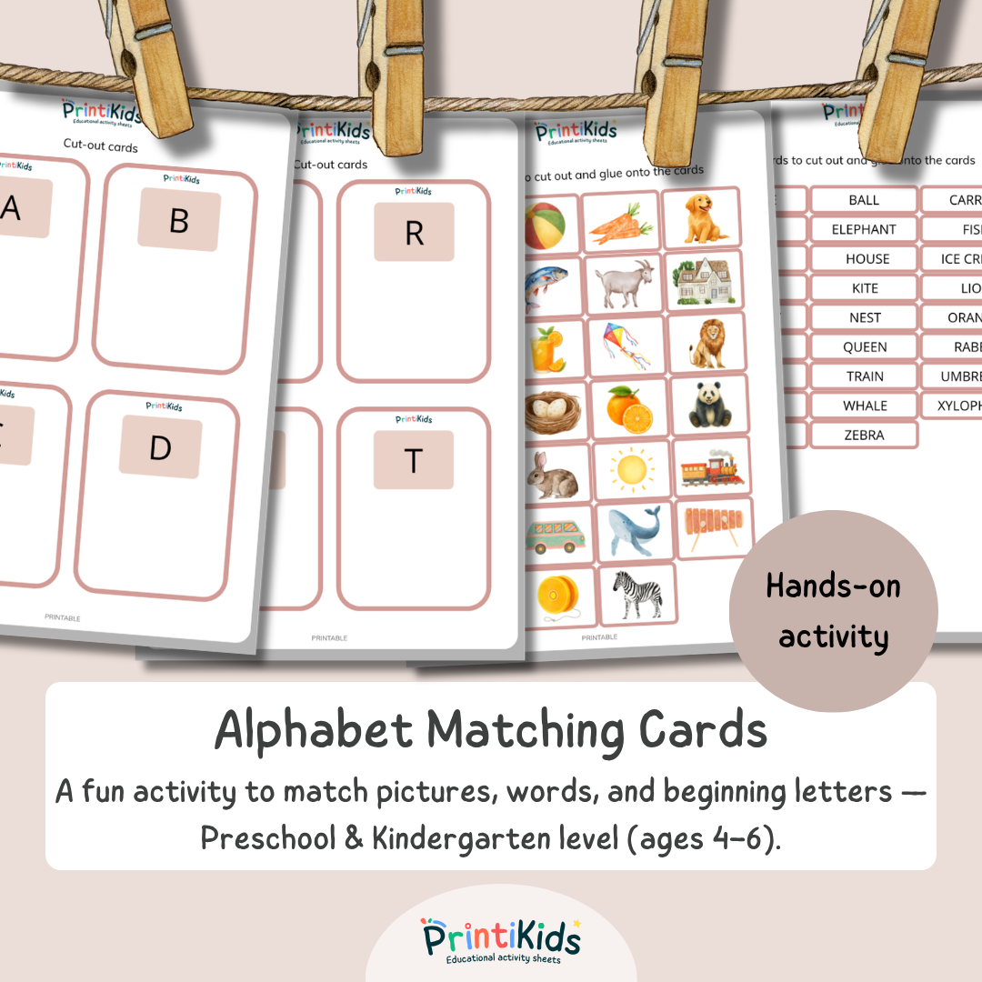 Alphabet Matching Game – Letters, Images & First Words - Preschool, Kindergarten