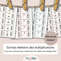 Cartes mémoire des multiplications – 200 cartes de calcul mental - CE1 CE2