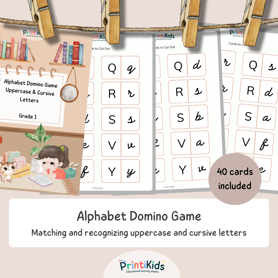 Alphabet Domino Game – Uppercase & Cursive Letters - Grade 1