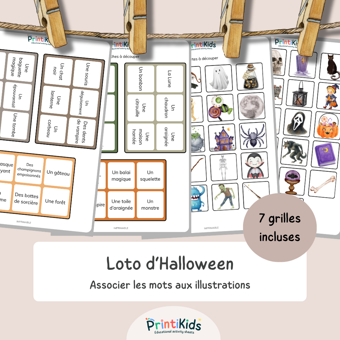 Loto Halloween – Jeu de lecture et vocabulaire CP CE1