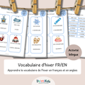 🇫🇷🇬🇧 Cartes de vocabulaire bilingues français anglais – Hiver – GS CP CE1