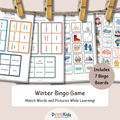 Winter Bingo – Reading & Vocabulary – Grade 1–2