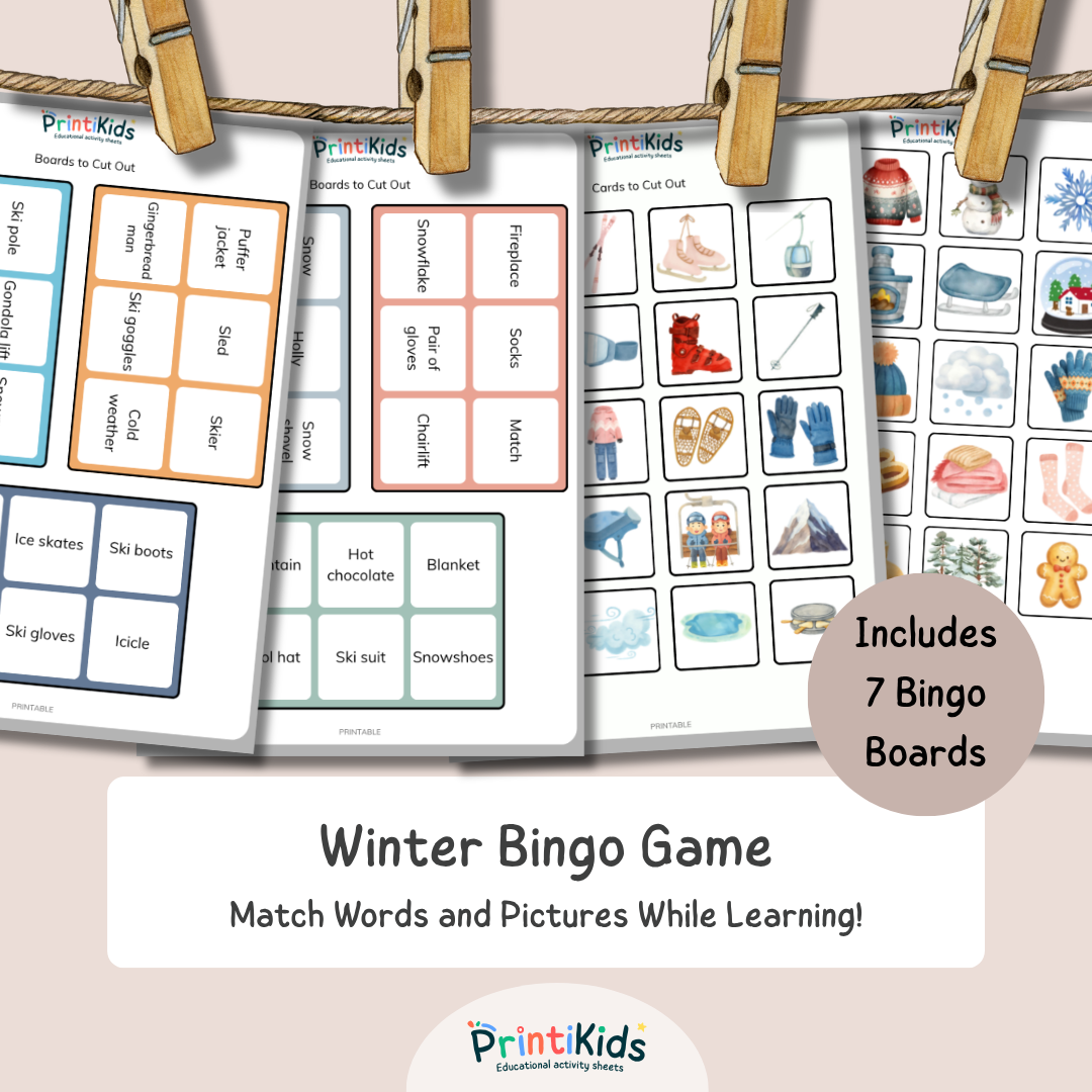 Winter Bingo – Reading & Vocabulary – Grade 1–2