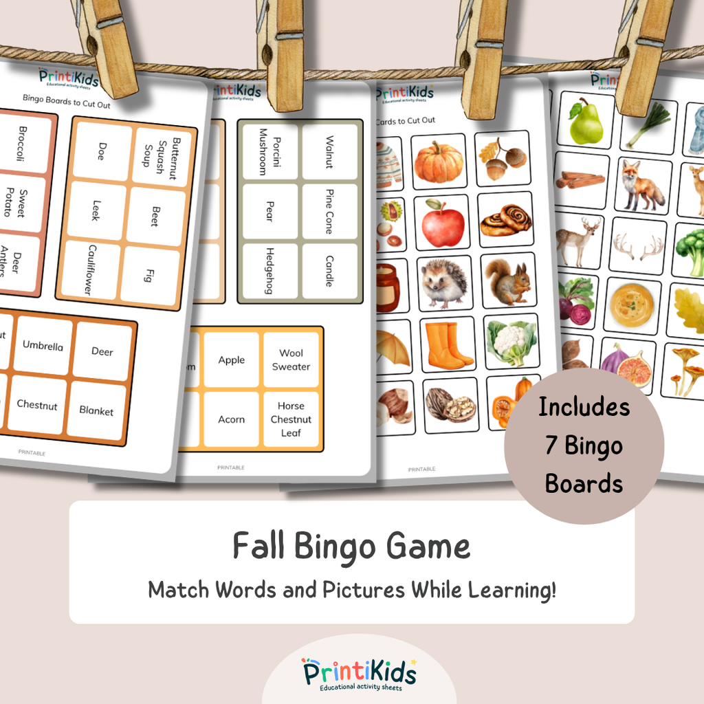 Fall Bingo – Printable Reading & Vocabulary Game – Grade 1–2