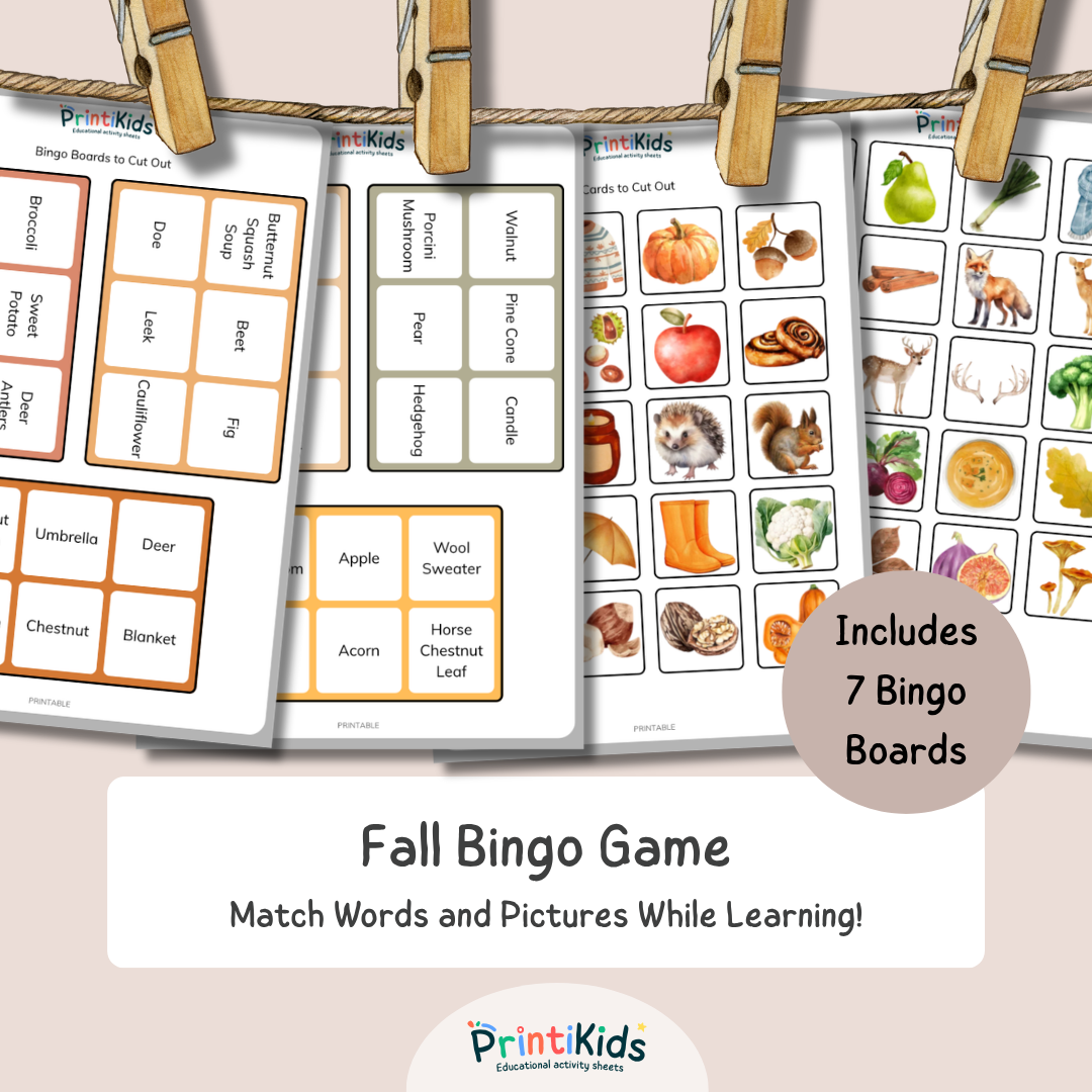 Fall Bingo – Printable Reading & Vocabulary Game – Grade 1–2