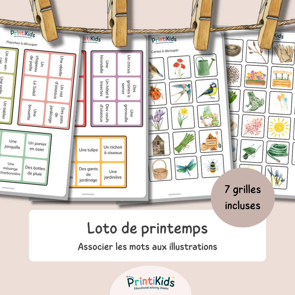 Loto de printemps – Jeu de lecture et vocabulaire CP CE1