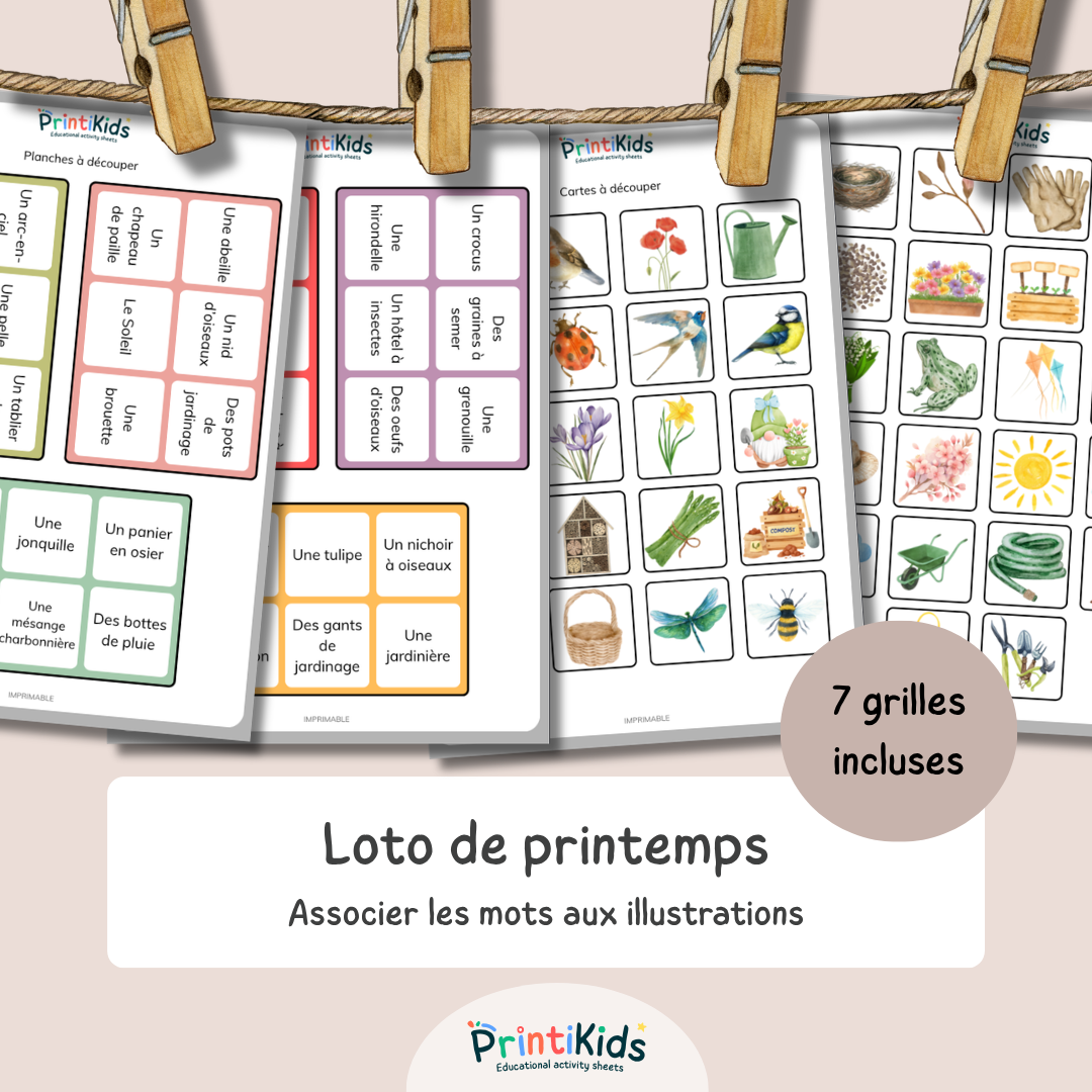 Loto de printemps – Jeu de lecture et vocabulaire CP CE1
