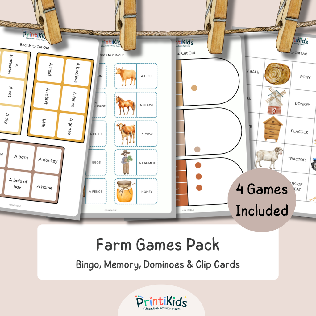 Farm Games Pack – Printable Literacy Games – Grade 1–2