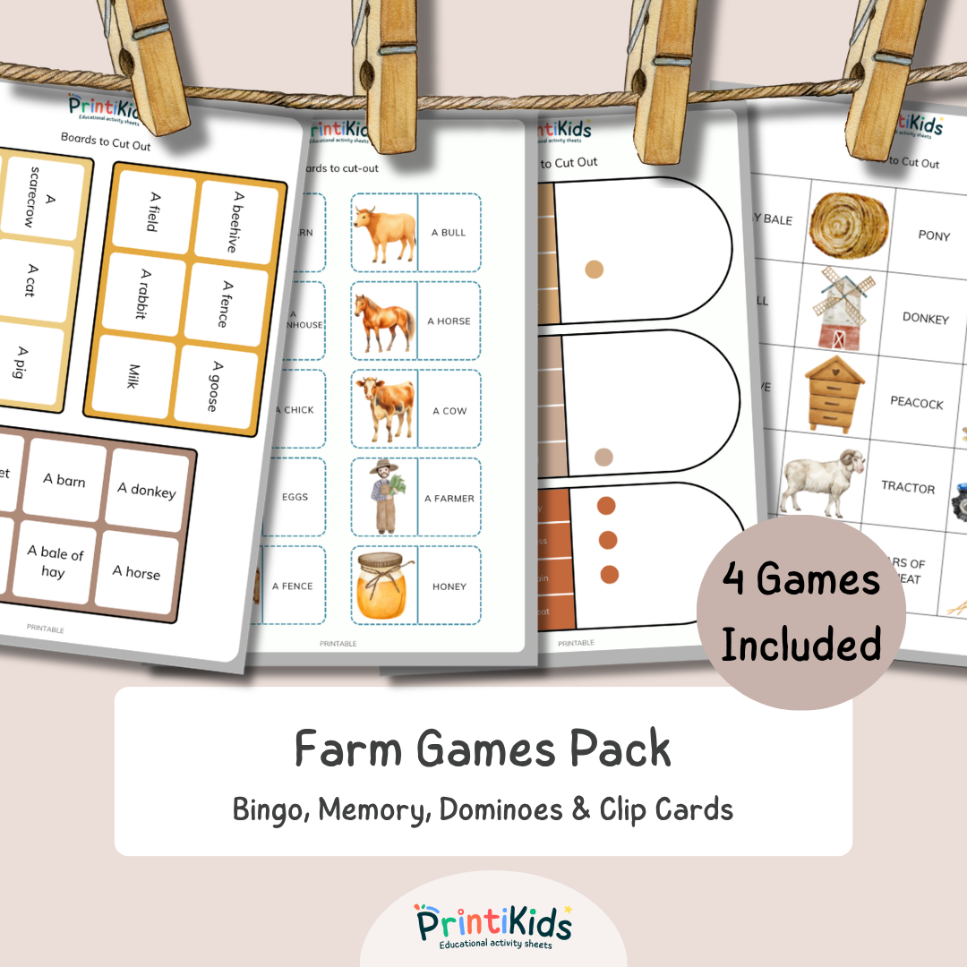 Farm Games Pack – Printable Literacy Games – Grade 1–2