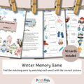 Winter Memory Game – Reading & Vocabulary – Grade 1–2