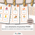 🇫🇷🇬🇧 Cartes de vocabulaire bilingues français anglais - Les vêtements d’automne – GS CP CE1