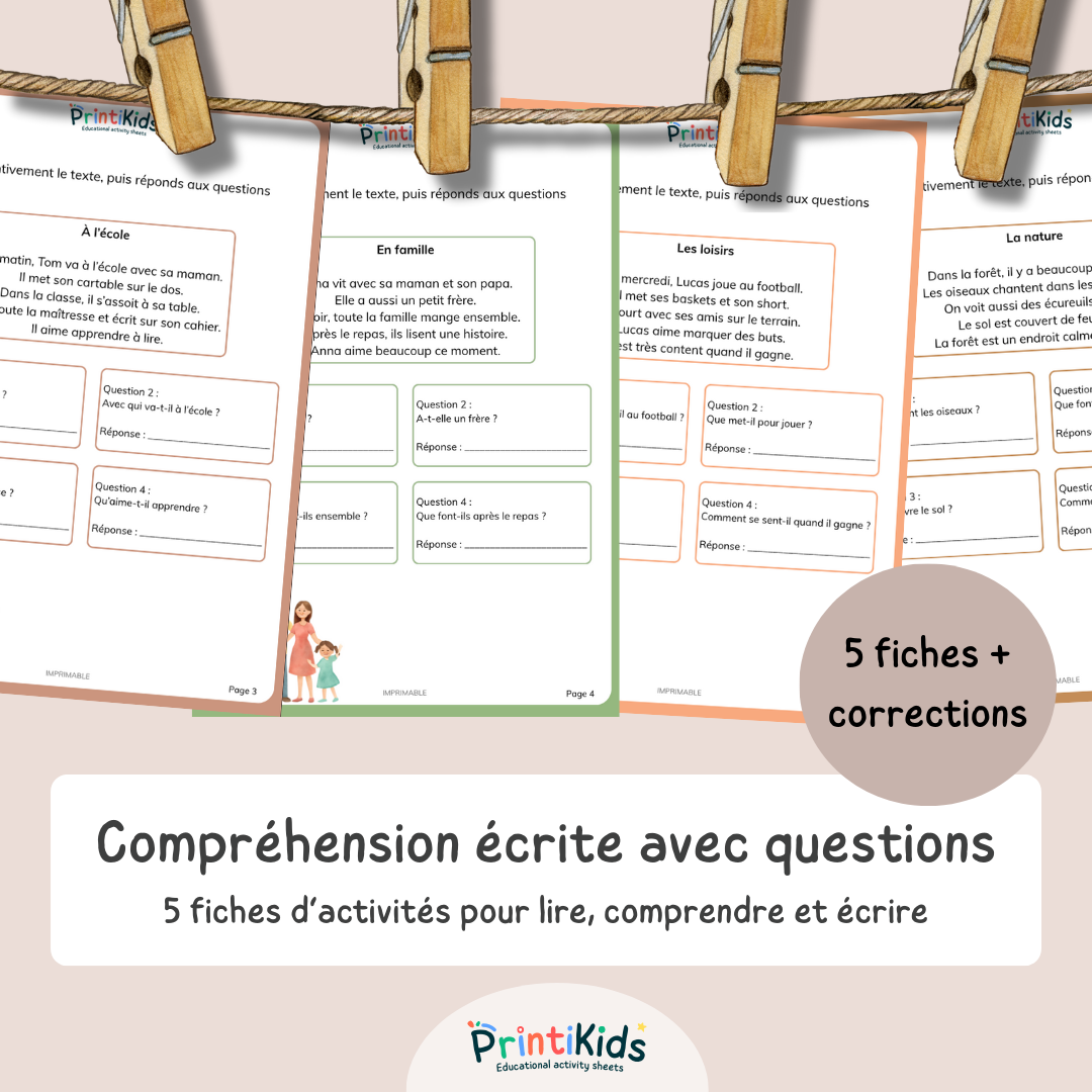 Compréhension écrite avec questions - CP